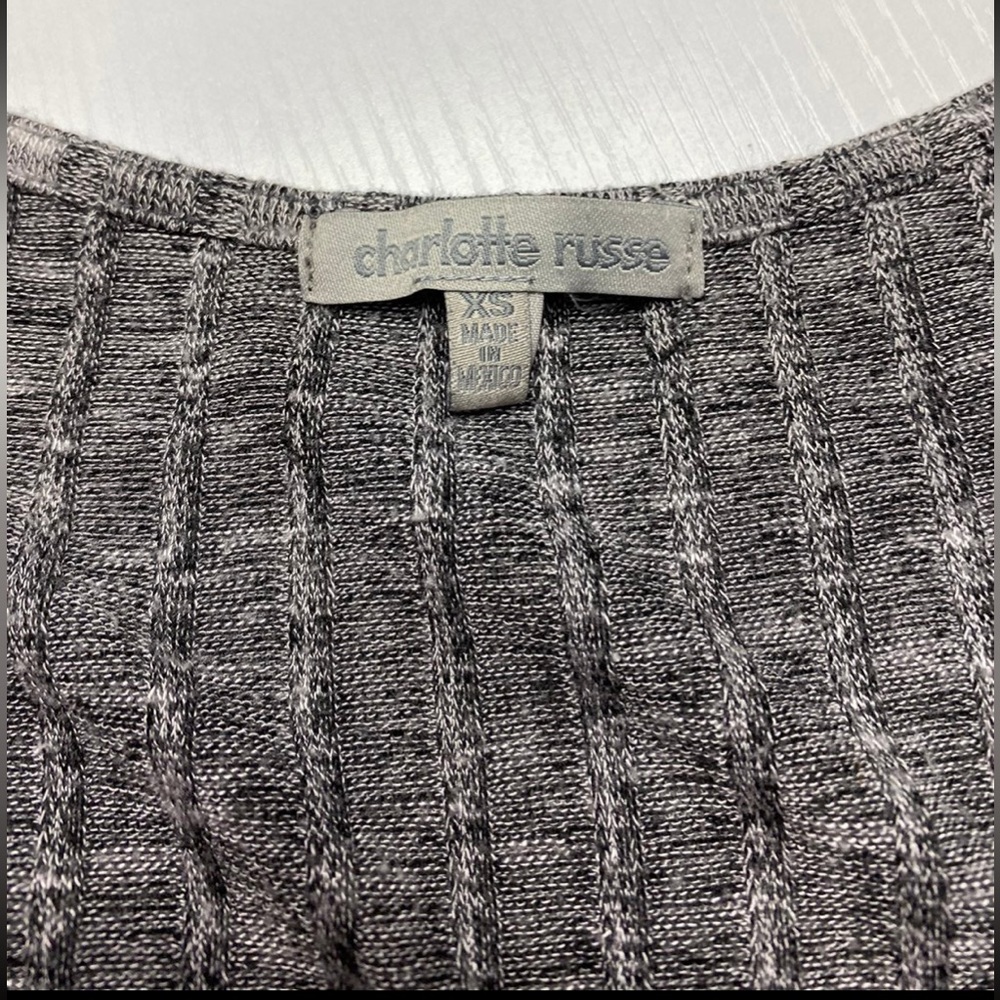 Charlotte Russe Gray T shirt Crop Top Side Ties Womens Size XS Lace Up string - Picture 3 of 4